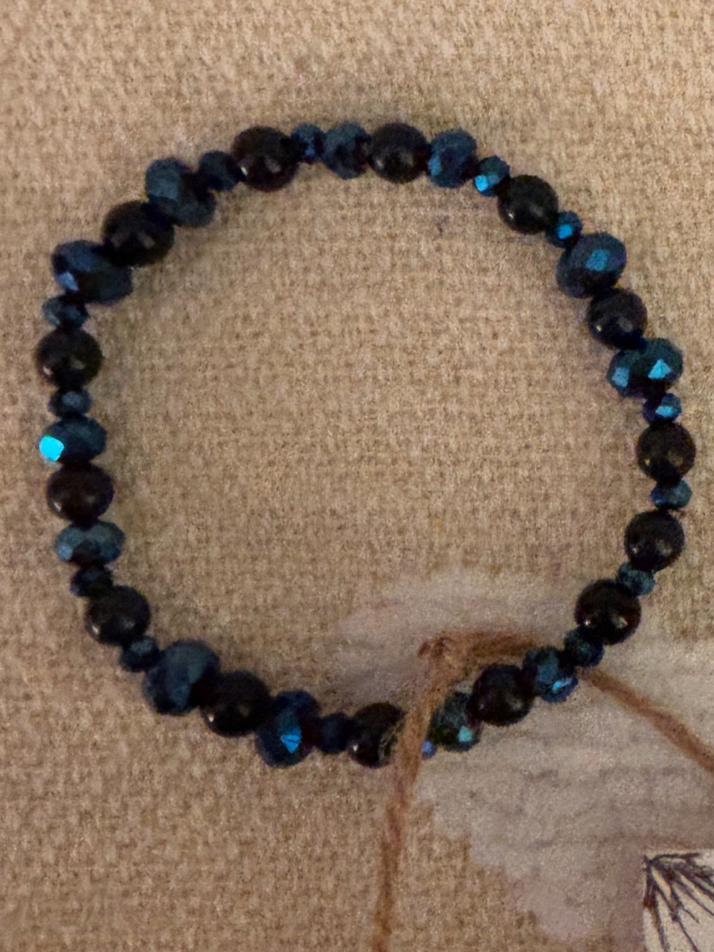 Sparkling Blue & Black Beaded Stretch Bracelet